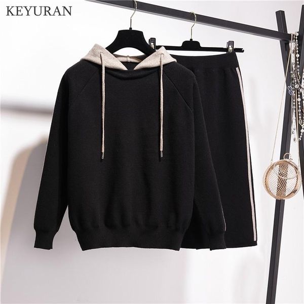 women's two piece pants large plus size knitted set women casual split elastic waist skirt and hooded sweater 2021 autumn winter suit, White
women's two piece pants large plus size knitted set women casual split elastic waist skirt and hooded sweater 2021 autumn winter suit, White