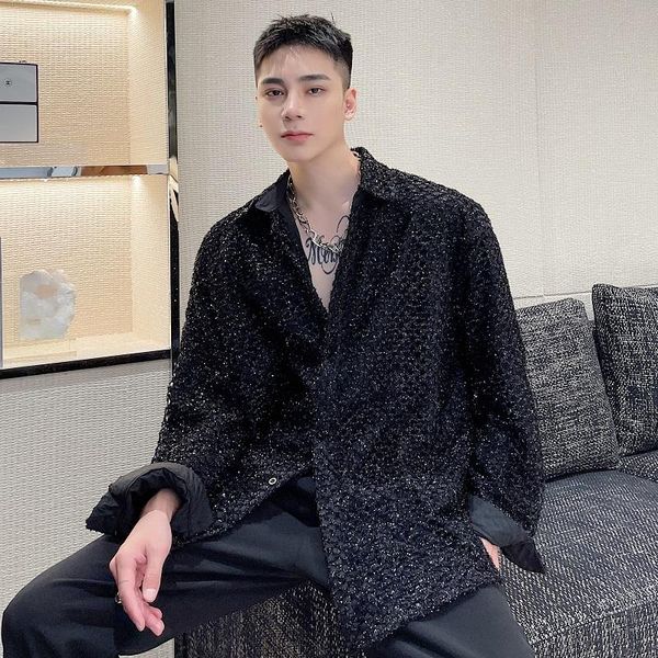 men's casual shirts man streetwear trend fashion nightclub modeling shirt double layer mesh splice fabric long sleeve loose, White;black
men's casual shirts man streetwear trend fashion nightclub modeling shirt double layer mesh splice fabric long sleeve loose, White;black