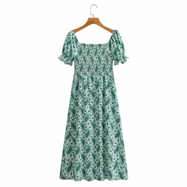 women square neck short sleeve pastoral style dress vintage folded waist sleeves chic female mid-length dresses 210507, Black;gray
women square neck short sleeve pastoral style dress vintage folded waist sleeves chic female mid-length dresses 210507, Black;gray