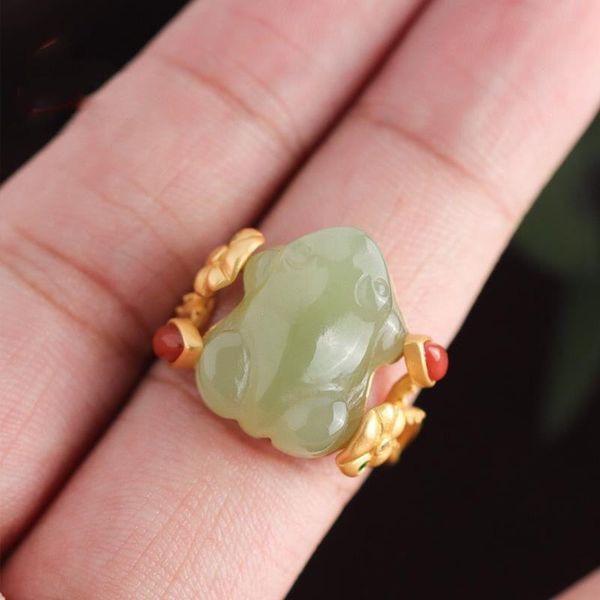 cluster rings designer original natural hetian jade frog gilt lotus leaf opening adjustable ring personality trend fashion ladies jewelry, Golden;silver
cluster rings designer original natural hetian jade frog gilt lotus leaf opening adjustable ring personality trend fashion ladies jewelry, Golden;silver
