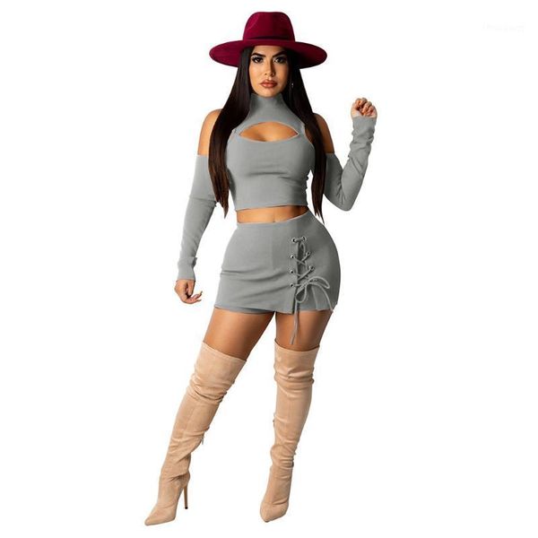 women's tracksuits womens set long sleeve cold shoulder crop bandage up shorts skirts high waist two piece skirt women club outfits, Gray
women's tracksuits womens set long sleeve cold shoulder crop bandage up shorts skirts high waist two piece skirt women club outfits, Gray