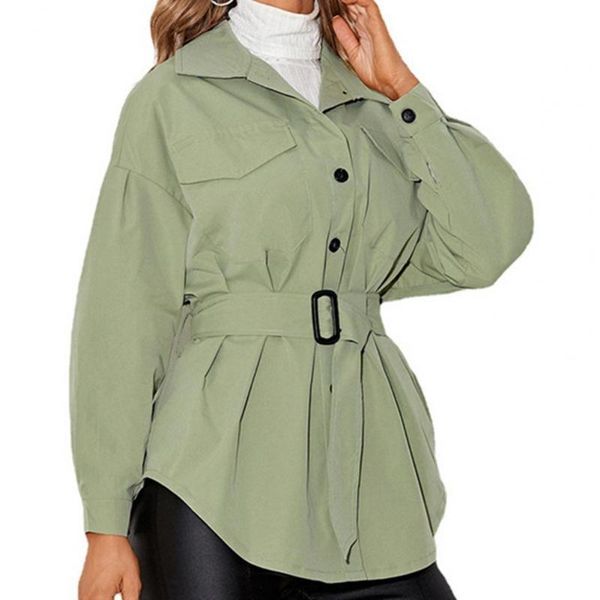 women's jackets long sleeve shirt coat turn-down collar belt flap pockets green autumn female outerwear slim sleeves womens, Black;brown
women's jackets long sleeve shirt coat turn-down collar belt flap pockets green autumn female outerwear slim sleeves womens, Black;brown