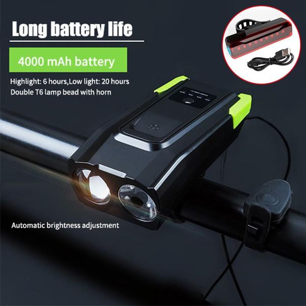 bike lights 4000mah usb rechargeable smart induction bicycle front light 2*t6 headlight with horn 800 lumen led lamp cycle
bike lights 4000mah usb rechargeable smart induction bicycle front light 2*t6 headlight with horn 800 lumen led lamp cycle