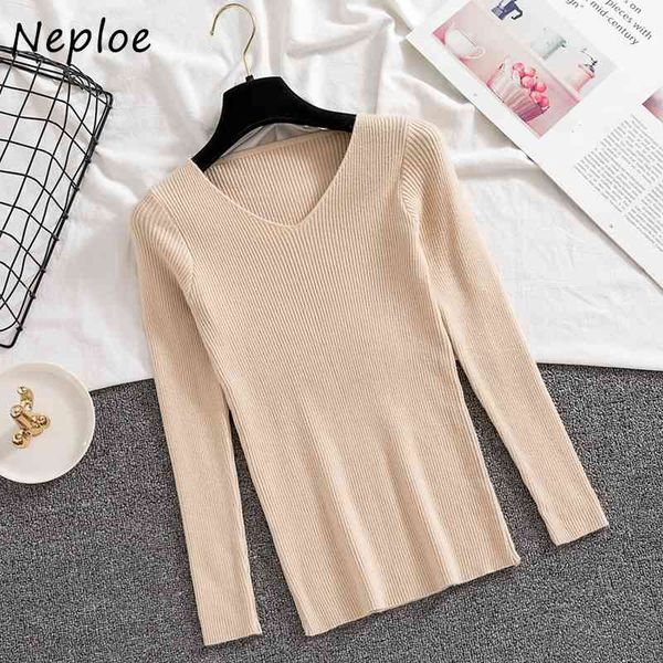neploe v neck pullover long sleeve knit sweater women slim fit multicolor work style ol pull femme summer sueter simple 210510, White;black
neploe v neck pullover long sleeve knit sweater women slim fit multicolor work style ol pull femme summer sueter simple 210510, White;black
