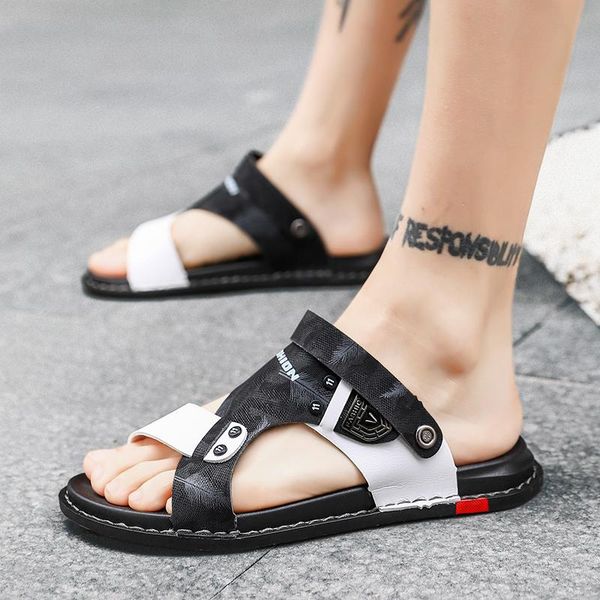 sandals summer men masculina sandalias hombre trend versatile casual open-toe leather beach slippers, Black
sandals summer men masculina sandalias hombre trend versatile casual open-toe leather beach slippers, Black