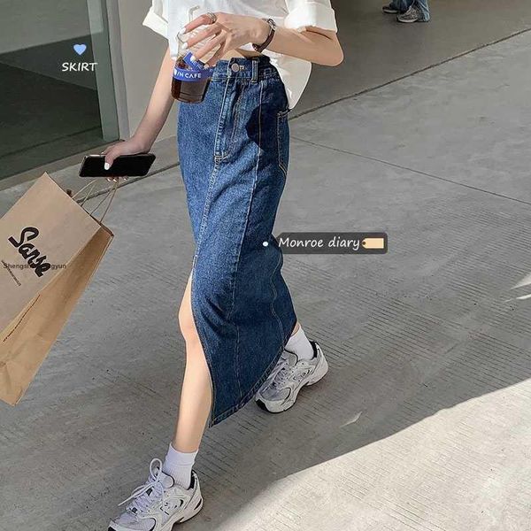 women's jeans high waist thin irregular split denim skirt 2021 summer mid length buttock, Blue
women's jeans high waist thin irregular split denim skirt 2021 summer mid length buttock, Blue