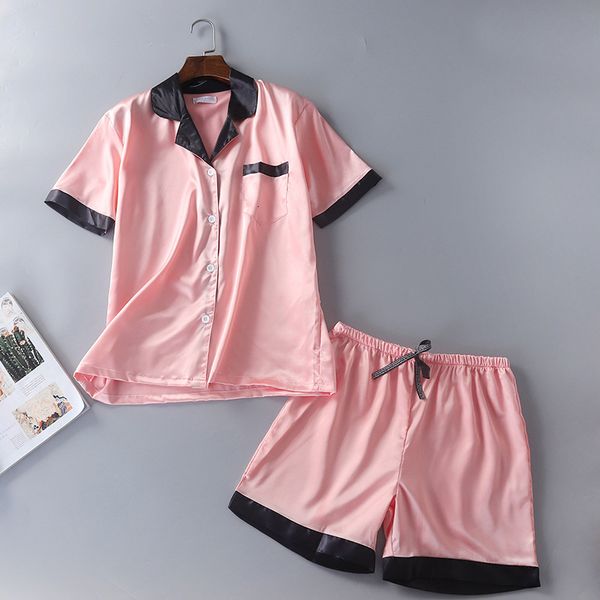 sleepwear woman spring summer pajamas pink black pockets button sleepwear shorts casual satin faux silk nightwear set homewear 9e7i eo90, Black;red
sleepwear woman spring summer pajamas pink black pockets button sleepwear shorts casual satin faux silk nightwear set homewear 9e7i eo90, Black;red