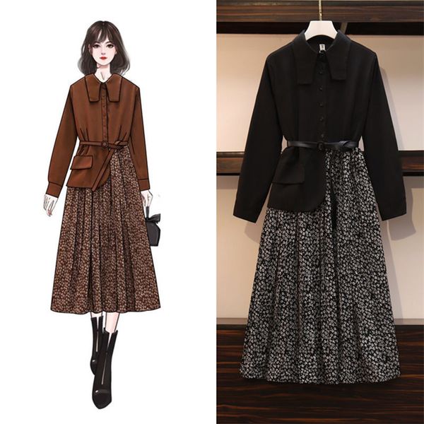 dress winter fall plus size women's fashions retro floral mid-length fake shirt dressed of two pieces 4xl shreds k999 a7rk, Black;gray
dress winter fall plus size women's fashions retro floral mid-length fake shirt dressed of two pieces 4xl shreds k999 a7rk, Black;gray
