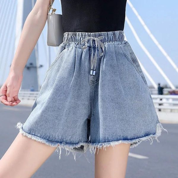 women's jeans casual shorts women fashion elastic waist wide legs denim female high pants streetwear clothing oversize, Blue
women's jeans casual shorts women fashion elastic waist wide legs denim female high pants streetwear clothing oversize, Blue