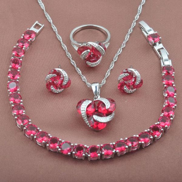 earrings & necklace red zirconia silver color women's wedding crystal jewelry sets bracelet pendant ring yz0172
earrings & necklace red zirconia silver color women's wedding crystal jewelry sets bracelet pendant ring yz0172