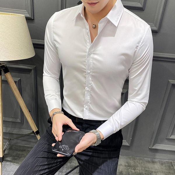 men's casual shirts 2021 spring autumn button down long sleeve male blouse korean slim fit comfortable white black shirt men
men's casual shirts 2021 spring autumn button down long sleeve male blouse korean slim fit comfortable white black shirt men