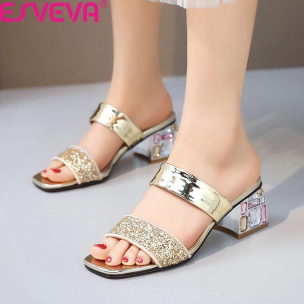 dress shoes esveva 2021 sequins pu leather ladies pumps summer slingback fashion women crystal square high heel sandals big size 34-43, Black
dress shoes esveva 2021 sequins pu leather ladies pumps summer slingback fashion women crystal square high heel sandals big size 34-43, Black