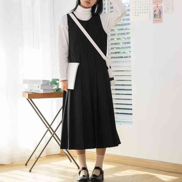 vintage black sleeveless vest pleated dresses women spring sweet preppy style dress loose office lady silm vestidos 210525, Black;gray
vintage black sleeveless vest pleated dresses women spring sweet preppy style dress loose office lady silm vestidos 210525, Black;gray