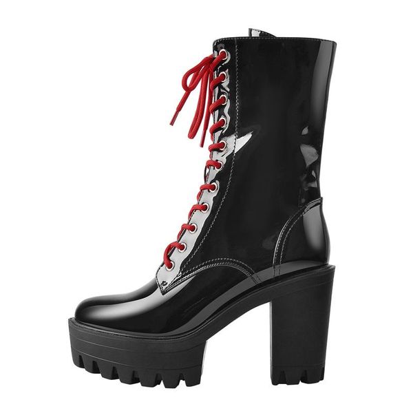 boots richealnana women's gear platform star zip ankle booties red lace chunky heel shinny patent leather modern fashion shoes, Black
boots richealnana women's gear platform star zip ankle booties red lace chunky heel shinny patent leather modern fashion shoes, Black