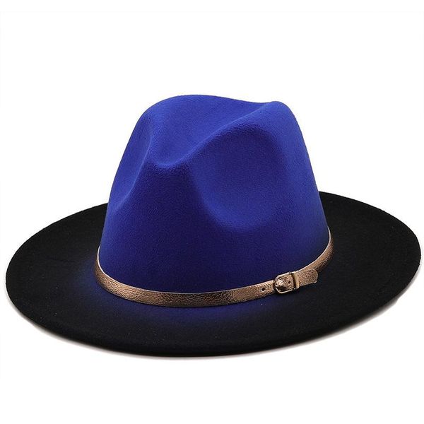 wide brim hats women blue black gradient gold belt fedora hat panama men artificial british style jazz cap, Blue;gray
wide brim hats women blue black gradient gold belt fedora hat panama men artificial british style jazz cap, Blue;gray