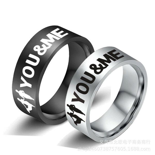 8mm silver/black you & me stainless steel couple rings lover band gifts size 6-13 
8mm silver/black you & me stainless steel couple rings lover band gifts size 6-13