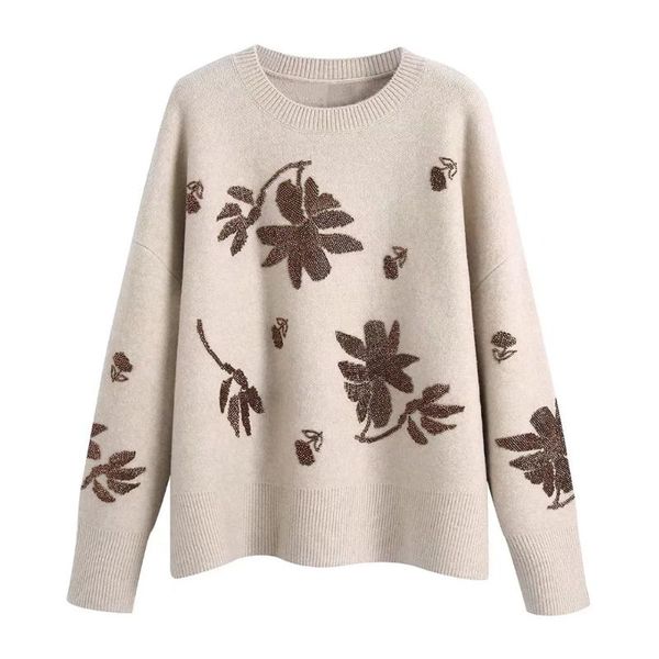 women's sweaters bbwm 2021 women vintage round neck beige beaded decoration sweater female loose casual pullover long sleeve chic top, White;black
women's sweaters bbwm 2021 women vintage round neck beige beaded decoration sweater female loose casual pullover long sleeve chic top, White;black