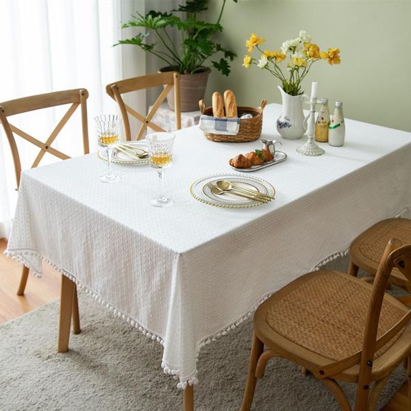table cloth french cotton pure white tablecloth jacquard geometric dotted ball of wool rectangular coffee cover
table cloth french cotton pure white tablecloth jacquard geometric dotted ball of wool rectangular coffee cover