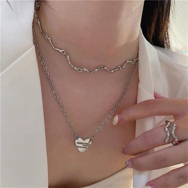 pendant necklaces u-magical ins fashion irregular splittable titanium steel necklace for women heart letter chain metal jewellery, Silver
pendant necklaces u-magical ins fashion irregular splittable titanium steel necklace for women heart letter chain metal jewellery, Silver