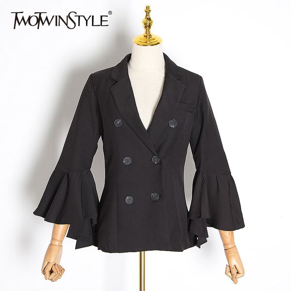 twotwinstyle elegant black jacket for women v neck long sleeve flare sleeve casual tunic jackets female fashion new clothing 210428, Black;brown
twotwinstyle elegant black jacket for women v neck long sleeve flare sleeve casual tunic jackets female fashion new clothing 210428, Black;brown