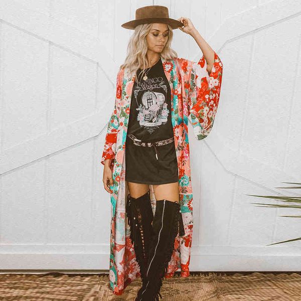 2021 women chiffon kimono cardigan floral printed long sleeve belt casual loose long outwear thin cover ups beachwear plus size, White
2021 women chiffon kimono cardigan floral printed long sleeve belt casual loose long outwear thin cover ups beachwear plus size, White