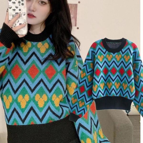 women's sweaters dave&di womenstyle high street vintage cartoon cute patchwork winter pullovers pull femme women, White;black
women's sweaters dave&di womenstyle high street vintage cartoon cute patchwork winter pullovers pull femme women, White;black
