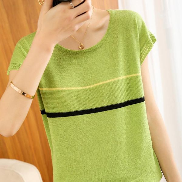 women's t-shirt lafarvie wool blend femme summer green for women 2021 ubrania damskie o neck short sleeve tees striped casual loose, White
women's t-shirt lafarvie wool blend femme summer green for women 2021 ubrania damskie o neck short sleeve tees striped casual loose, White