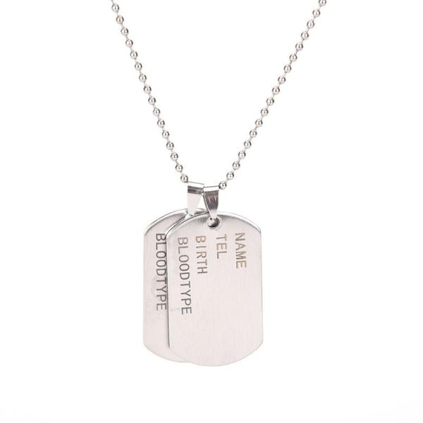 unique designer stainless steel mens nameplate military style dog tags chain pendant necklace jewelry accessories necklaces, Silver
unique designer stainless steel mens nameplate military style dog tags chain pendant necklace jewelry accessories necklaces, Silver