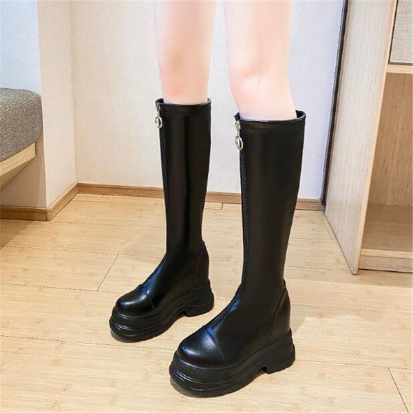 autumn leather boots women knee high boots punk style casual chunky shoe winter woman thick high heel platform long boots 10.5cm
autumn leather boots women knee high boots punk style casual chunky shoe winter woman thick high heel platform long boots 10.5cm