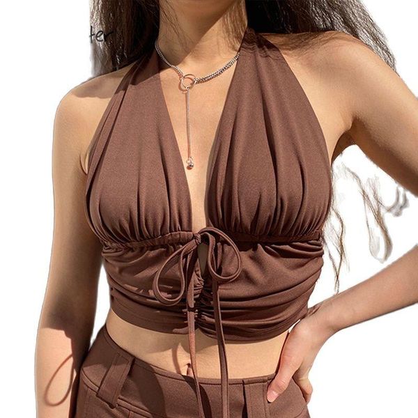 women's tanks & camis rapcopter y2k brown ruched tie up crop harajuku tank backless halter cute tee women party beach sweat, White
women's tanks & camis rapcopter y2k brown ruched tie up crop harajuku tank backless halter cute tee women party beach sweat, White