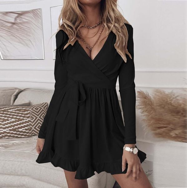 casual dresses sweetwear bandage dress women fashion v-neck solid color ruffle long sleeve belt autumn clothes vestidos, Black;gray
casual dresses sweetwear bandage dress women fashion v-neck solid color ruffle long sleeve belt autumn clothes vestidos, Black;gray
