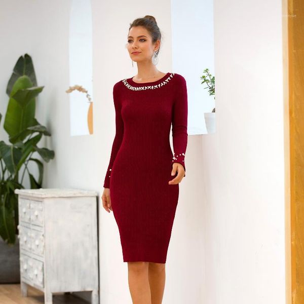 casual dresses elegant lady's skin-tight knitted dress beading decorated o-neck flare sleeve sweater womens bodycon slim vestido, Black;gray
casual dresses elegant lady's skin-tight knitted dress beading decorated o-neck flare sleeve sweater womens bodycon slim vestido, Black;gray