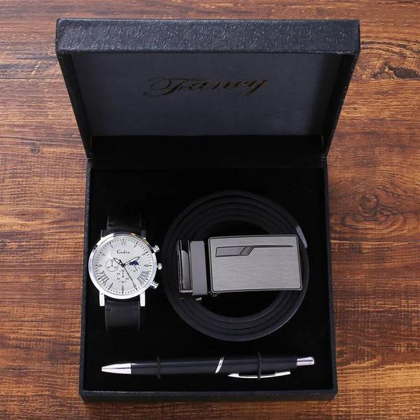 wristwatches 4pcs men's luxury gift set for fashion men quartz watches belt signing pen gifts boyfriend husband father, Slivery;brown
wristwatches 4pcs men's luxury gift set for fashion men quartz watches belt signing pen gifts boyfriend husband father, Slivery;brown