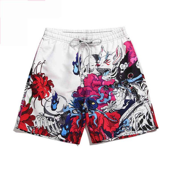 man summer short floral printing beach breathable quick dry loose casual style, White;black
man summer short floral printing beach breathable quick dry loose casual style, White;black