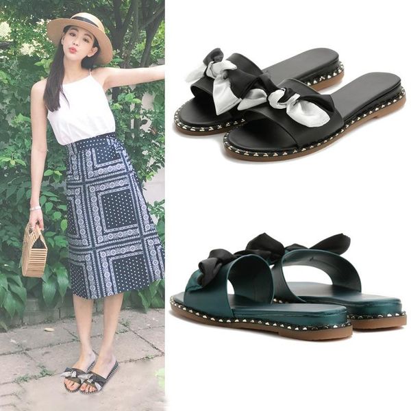 slippers leisure sweet summer flat slides women flower butterfly-knot open toe outside ladies shoes, Black
slippers leisure sweet summer flat slides women flower butterfly-knot open toe outside ladies shoes, Black
