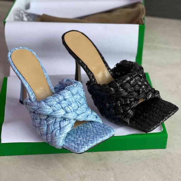 stretch sandals designer women squared toe high heels intrecciato raffia mule slides flip flops summer beach rubber outsole slippers with 9, Black
stretch sandals designer women squared toe high heels intrecciato raffia mule slides flip flops summer beach rubber outsole slippers with 9, Black