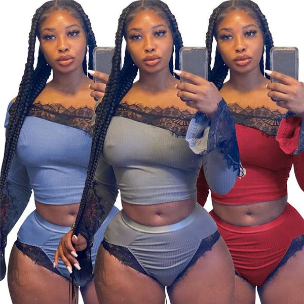 women's tracksuits wuhe patchwork lace 2 piece sets off shoulder long sleeve slash neck and panties casual nightclub party women ou, Gray
women's tracksuits wuhe patchwork lace 2 piece sets off shoulder long sleeve slash neck and panties casual nightclub party women ou, Gray