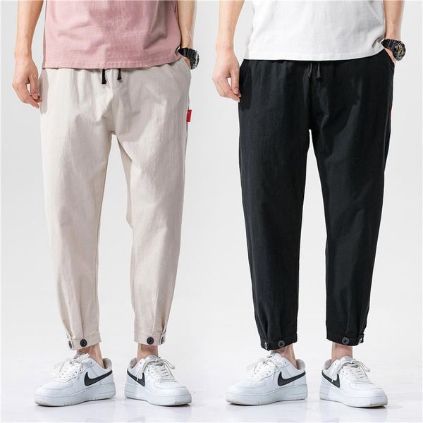men's pants 2021 men's solid color casual cotton and linen trousers loose straight all-match, Black
men's pants 2021 men's solid color casual cotton and linen trousers loose straight all-match, Black