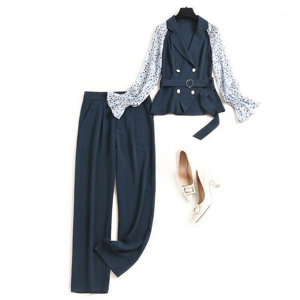 high-end women's color block panel 2 piece set women 2021 autumn polka dot shirt pencil pants two f109, White
high-end women's color block panel 2 piece set women 2021 autumn polka dot shirt pencil pants two f109, White