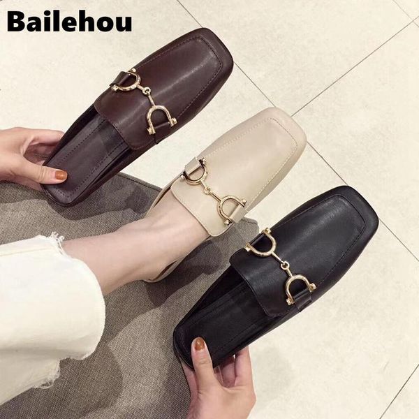 slippers bailehou brand designer women mules slip on flat heel casual shoes metal buckle british slides outdoor square toe sanda, Black
slippers bailehou brand designer women mules slip on flat heel casual shoes metal buckle british slides outdoor square toe sanda, Black