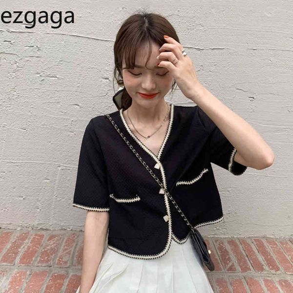 ezgaga korean fashion contrast short sleeve shirts women v-neck chic vintage single-breasted office lady crop elegant 210430, White
ezgaga korean fashion contrast short sleeve shirts women v-neck chic vintage single-breasted office lady crop elegant 210430, White