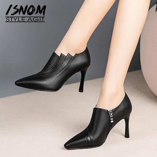 dress shoes isnom thin heels high pumps women zip cow leather office female fashion pointed toe ol autumn 2021, Black
dress shoes isnom thin heels high pumps women zip cow leather office female fashion pointed toe ol autumn 2021, Black