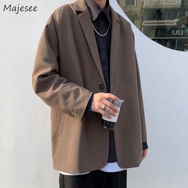 men's suits & blazers men solid loose long sleeve vintage single breasted streetwear for male outwear spring suit's korean style, White;black
men's suits & blazers men solid loose long sleeve vintage single breasted streetwear for male outwear spring suit's korean style, White;black