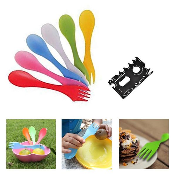 camp kitchen 6pcs multi-functional camping hiking spoon fork knife pvc plastic portable picnic utensils
camp kitchen 6pcs multi-functional camping hiking spoon fork knife pvc plastic portable picnic utensils