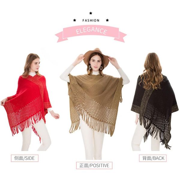 scarves hollowed out winter warmth plus-size sweater imitation cashmere silk fringe pullover cape, Blue;gray
scarves hollowed out winter warmth plus-size sweater imitation cashmere silk fringe pullover cape, Blue;gray