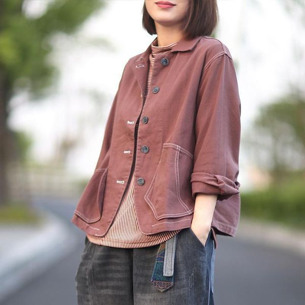 women's jackets arrival 2021 spring arts style women long sleeve turn-down collar cotton loose coat big pocket casual coats and s902, Black;brown
women's jackets arrival 2021 spring arts style women long sleeve turn-down collar cotton loose coat big pocket casual coats and s902, Black;brown