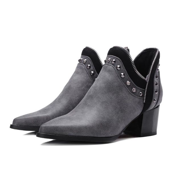 boots women retro rivets shallow winter square root pointed short street cool ankle for thick leather shoes, Black
boots women retro rivets shallow winter square root pointed short street cool ankle for thick leather shoes, Black