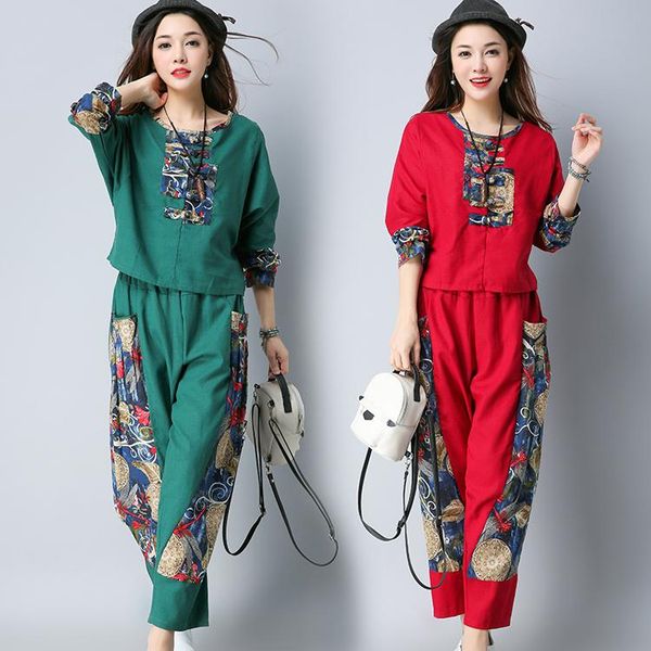 sets of large size ethnic style cotton and linen women's suit autumn summer wide leg pants loose two piece, White
sets of large size ethnic style cotton and linen women's suit autumn summer wide leg pants loose two piece, White