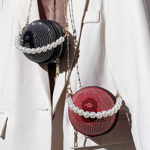 luxury diamond billiard style chain shoulder bag fashion handbag for women mini crossbody purses pearl wrist strap ball shape c0601
luxury diamond billiard style chain shoulder bag fashion handbag for women mini crossbody purses pearl wrist strap ball shape c0601