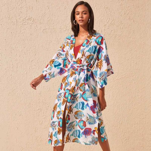 women's swimwear women printing beach cover up pareo kimono cardigan kaftan with belt casual holiday maxi dress bikini cover-ups swim, White;black
women's swimwear women printing beach cover up pareo kimono cardigan kaftan with belt casual holiday maxi dress bikini cover-ups swim, White;black